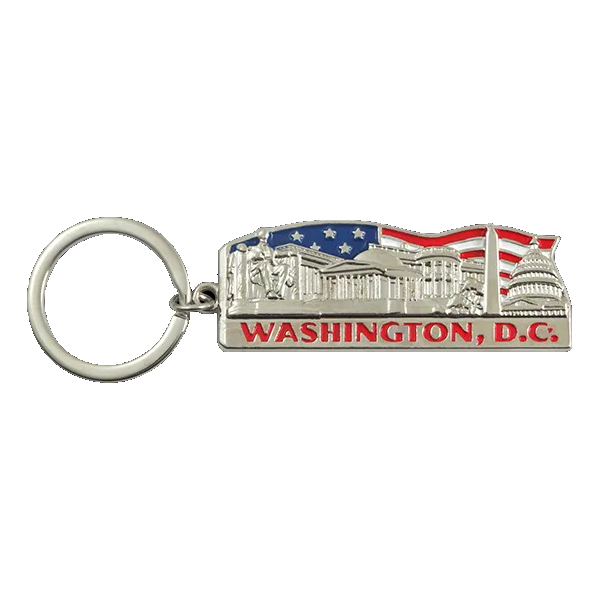 Key Holder. Metal. Chrome. Color Fill. DC. Washington. Collage.