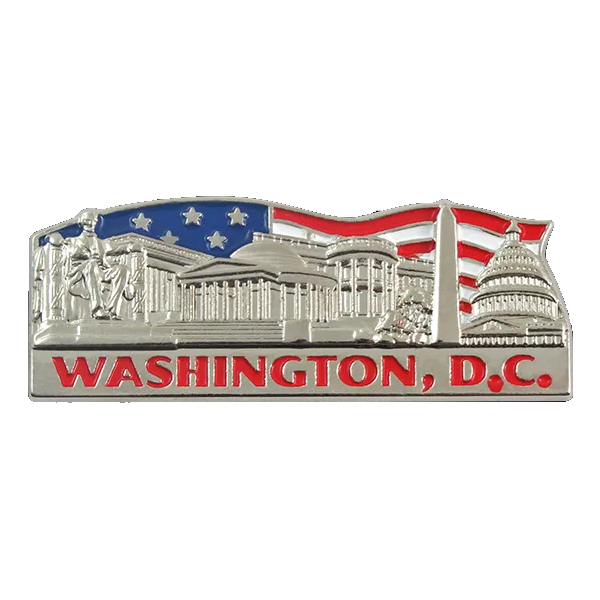 Magnet. Metal. Chrome. Color Fill. DC. Washington. Collage.