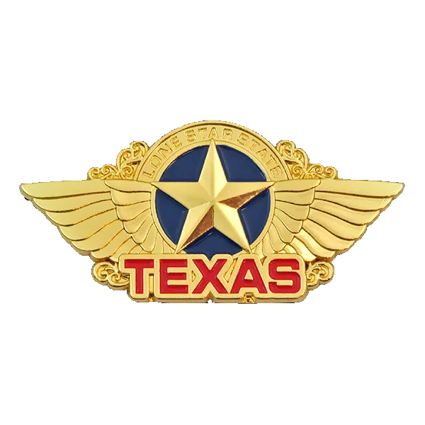 Magnet. Metal. Gold. Color Fill. TX. Lone Star State.